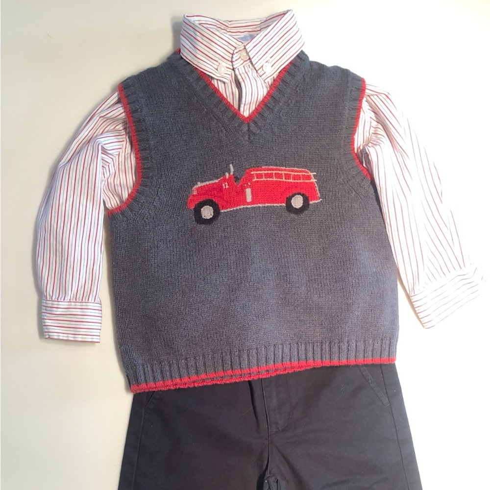 Janie and Jack Gray and Red Kids Matching Set